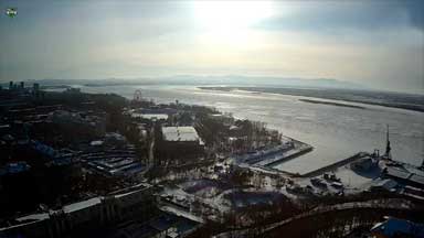 Хабаровск. Вид на стадион Ленина.